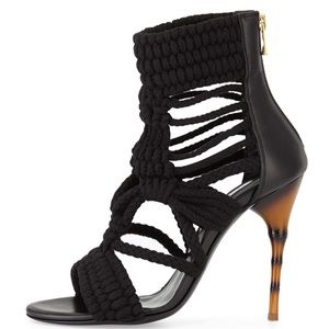 Balmain Macrame Bamboo Heeled Sandal